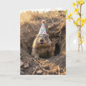 Murmeltier-Geburtstag mit Partyhut Karte (Gelbe Blume)