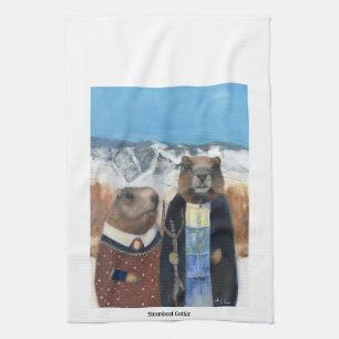 Murmeltier-Handtuch (American Gothic) Geschirrtuch