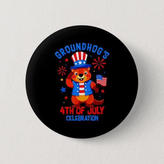 Murmeltiere 4. Juli Feier Patriotischer Ameri Button (Vorderseite)