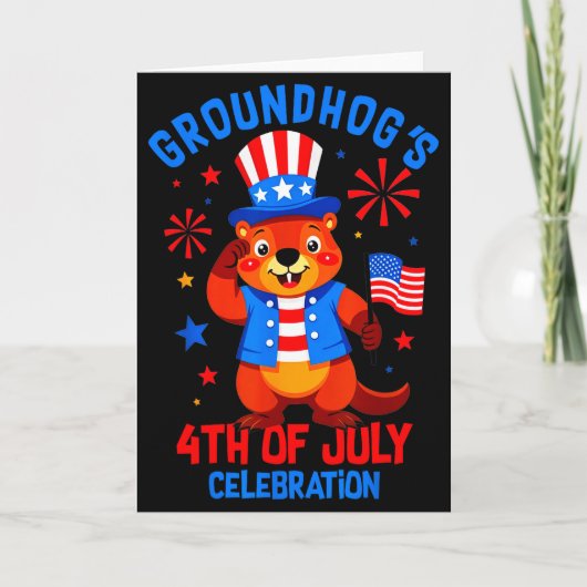 Murmeltiere 4. Juli Feier Patriotischer Ameri Karte (Vorderseite)