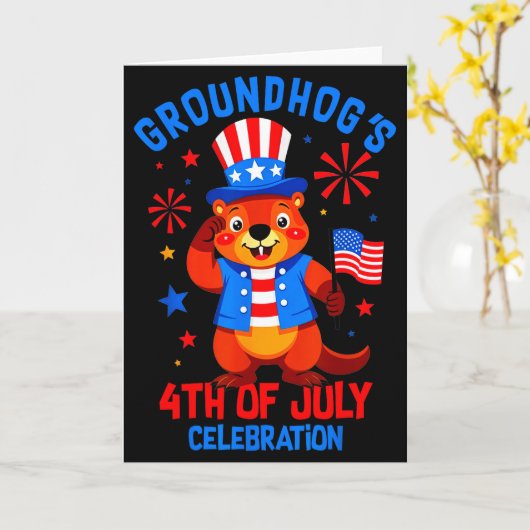 Murmeltiere 4. Juli Feier Patriotischer Ameri Karte (Gelbe Blume)