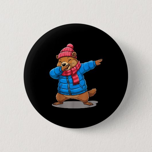 Murmeltiere Dabbing Murmeltier Lustig 2. Februar M Button (Vorderseite)