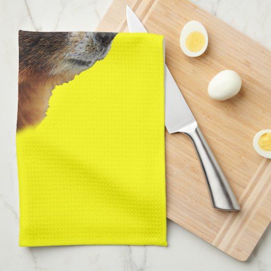 Murmeltierporträt Geschirrtuch (Viertel Falte)