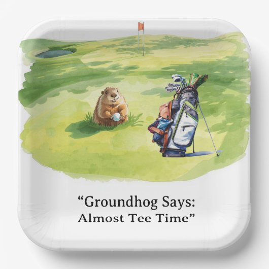 Murmeltiers Golfspieler Wintergolf Feiertag Pappteller (Vorderseite)