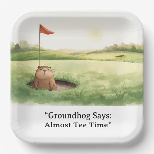Murmeltiers Golfspieler Wintergolf Feiertag Pappteller (Vorderseite)