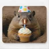 Murmeltiers mit einem Geburtstagscupcake Mousepad (Vorne)