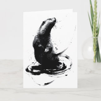 Murmeltiers Sumi-e Kunst Kalligrafie Pinsel Tinte  Karte