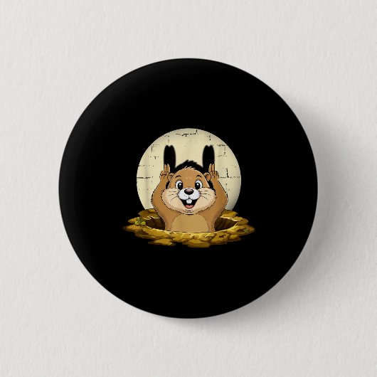 Murmeltierschatten Lustige Puppe Froher Murmeltier Button (Vorderseite)