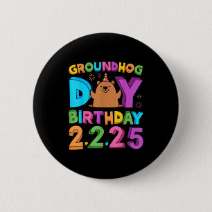Murmeltiertag-Geburtstagsfeier-Hut Retro 60er 70er Button