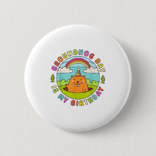 Murmeltiertag ist mein Geburtstag Retro Partyhut 6 Button