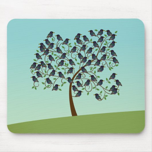 Murmuration von Starlings Mousepad (Vorne)