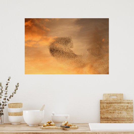 Murmuration von Starlings Print Poster (Küche)