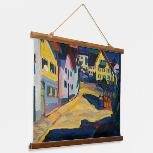 Murnau Burggrabenstrasse 1 - Wassily Kandinsky Wandteppich Mit Holzrahmen (Gewinkelt)