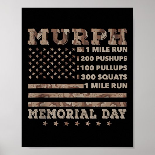 Murph 2021 Workout Challenge American Memorial Poster (Vorne)