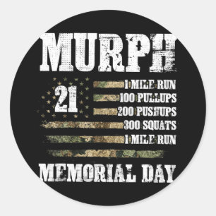 Murph 2023 Memorial Day Workout patriotischer Held Runder Aufkleber