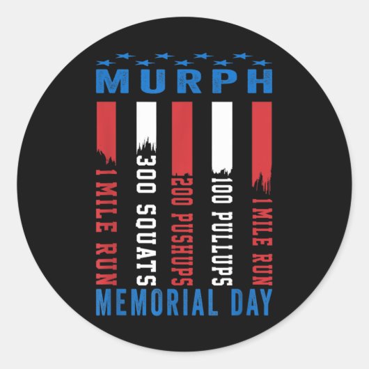 Murph Challenge American Memorial Day Workout Runder Aufkleber (Vorderseite)