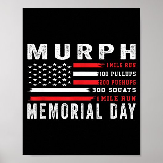 Murph Challenge Amerikanischer Memorial Day Workou Poster (Vorne)