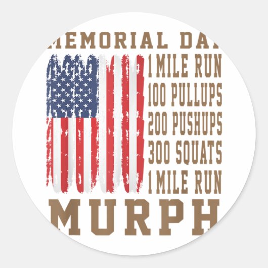 Murph Challenge Memorial Day Workout American Runder Aufkleber (Vorderseite)