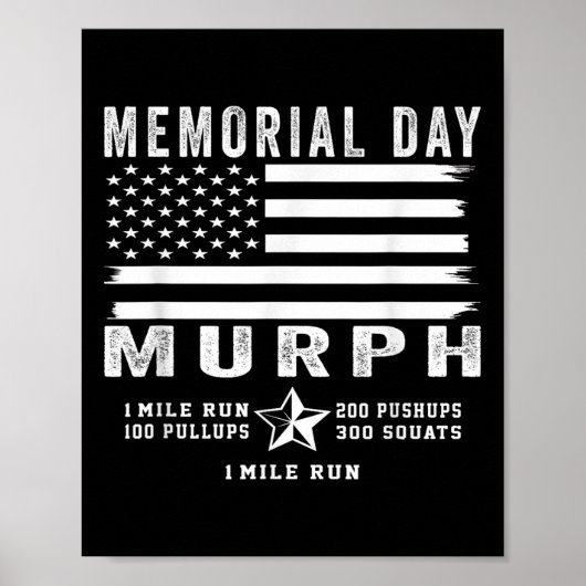 Murph Challenge Memorial Day Workout Gym Us Flag Poster (Vorne)