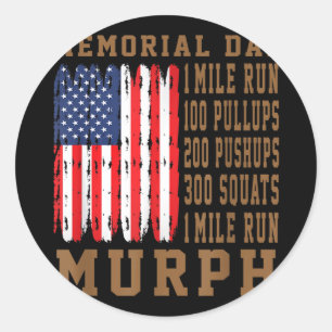 Murph-Herausforderung Memorial Day Workout amerika Runder Aufkleber