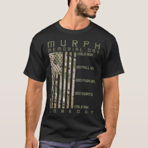 Murph Memorial Day Workout WOD Cam Multi Camo Flag T-Shirt