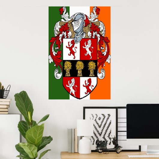 Murphy Coat of Arms Irish Flag Print Poster (Heimbüro)