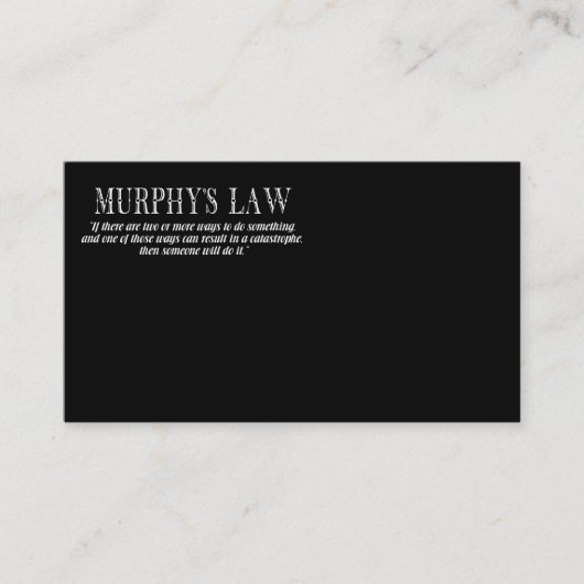 Murphy-Gesetz Visitenkarte (Vorderseite)