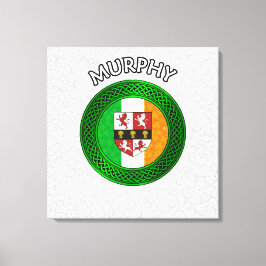 Murphy Wappen & keltische Knoten auf Kleeblatt Lei Leinwanddruck