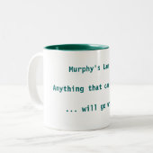 Murphys Gesetz Zweifarbige Tasse (Vorderseite Links)