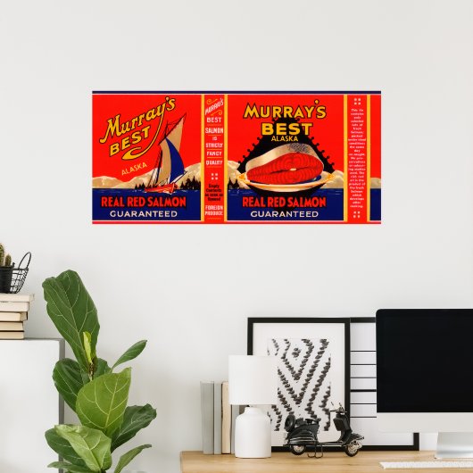 Murray Best Brand Lachs Label - Alaska Poster (Heimbüro)
