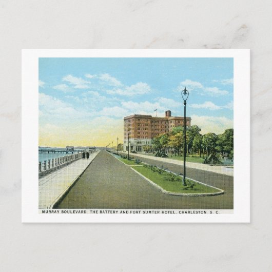 Murray Boulevard, Charleston, SC Vintag Postkarte (Vorderseite)