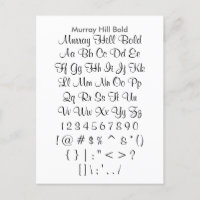 Murray Hill Bold - Zazzle Schriftart Sampler Sheet