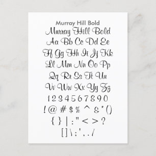 Murray Hill Bold - Zazzle Schriftart Sampler Sheet Postkarte
