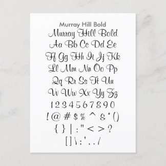 Murray Hill Bold - Zazzle Schriftart Sampler Sheet Postkarte