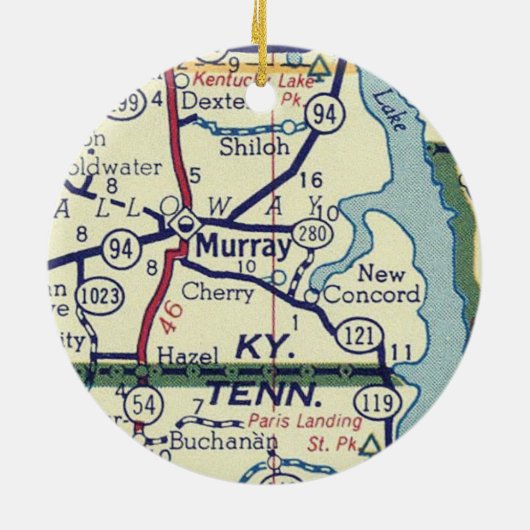 Murray KY Vintag Map Keramik Ornament (Hinten)