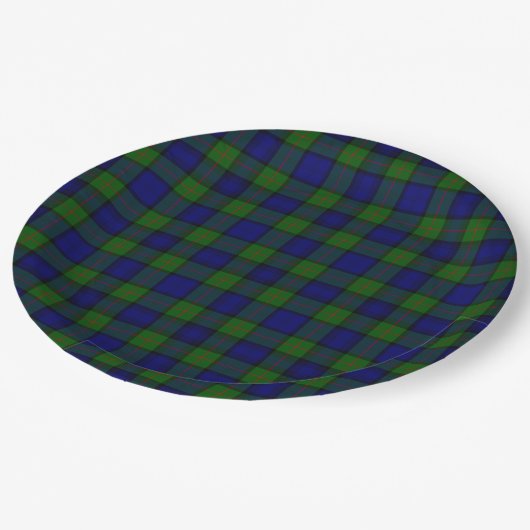 Murray tartan Blau kariert Pappteller (Schrägansicht)