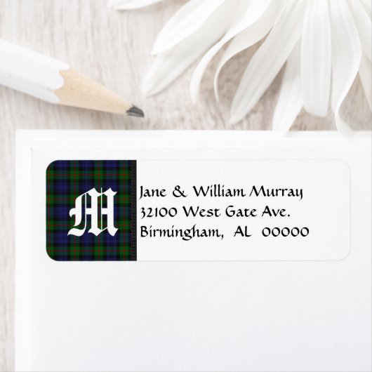 Murray Tartan Kariert Monogram Address Labels (Insitu)
