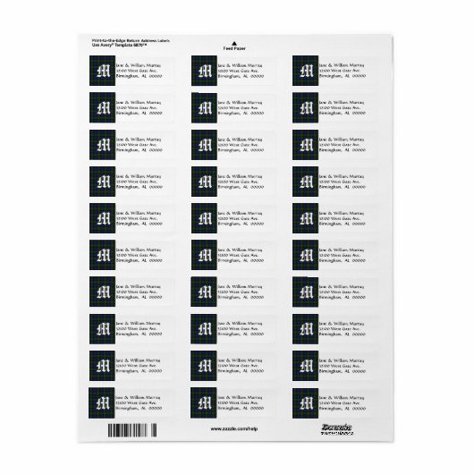 Murray Tartan Kariert Monogram Address Labels (Vorne)