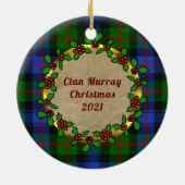 Murray von Atholl Clan Abzeichen & Tartan Personal Keramik Ornament (Hinten)