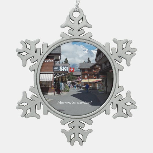Murren, die Schweiz-Schneeflocke-Verzierung 1 Schneeflocken Zinn-Ornament (Vorderseite)