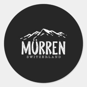 Mürren Schweiz Berge Schweizer Skifahrer Skifahren Runder Aufkleber