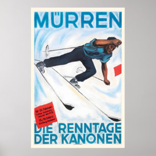 Mürren Schweiz Renn Tage Vintage Ski Poster
