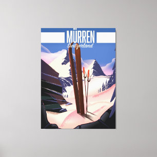 Murren Schweiz Skiposter Kunst druck. Leinwanddruck