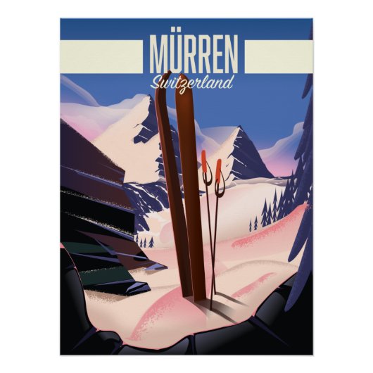 Murren Schweiz Skiposter Kunst druck. Poster (Vorderseite)