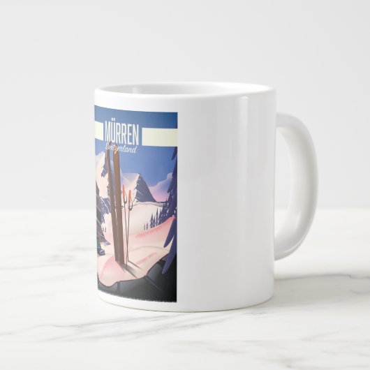 Murren Schweiz Skipposter Kunstdruck. Jumbo-Tasse (Vorderseite Rechts)