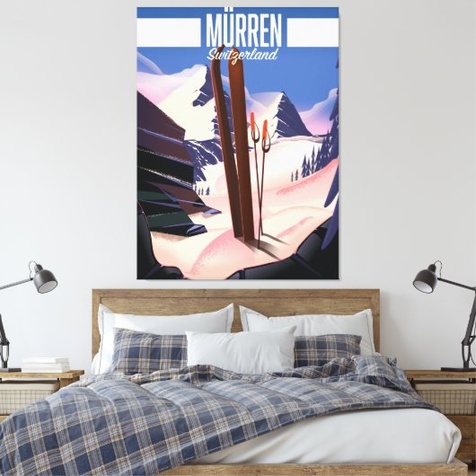 Murren Schweiz Skipposter Kunstdruck. Leinwanddruck (Insitu (Schlafzimmer))