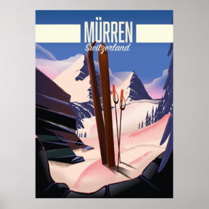 Murren Schweiz Skipposter Kunstdruck. Poster