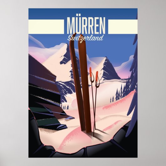 Murren Schweiz Skipposter Kunstdruck. Poster (Vorne)