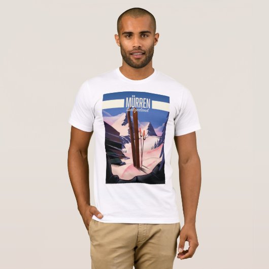 Murren Schweiz Skipposter Kunstdruck. T-Shirt (Vorne ganz)