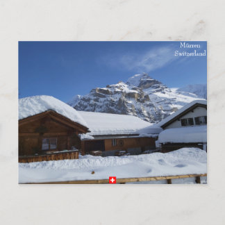 Mürren, Schweiz. Vintage Chalets im Winter Postkarte
